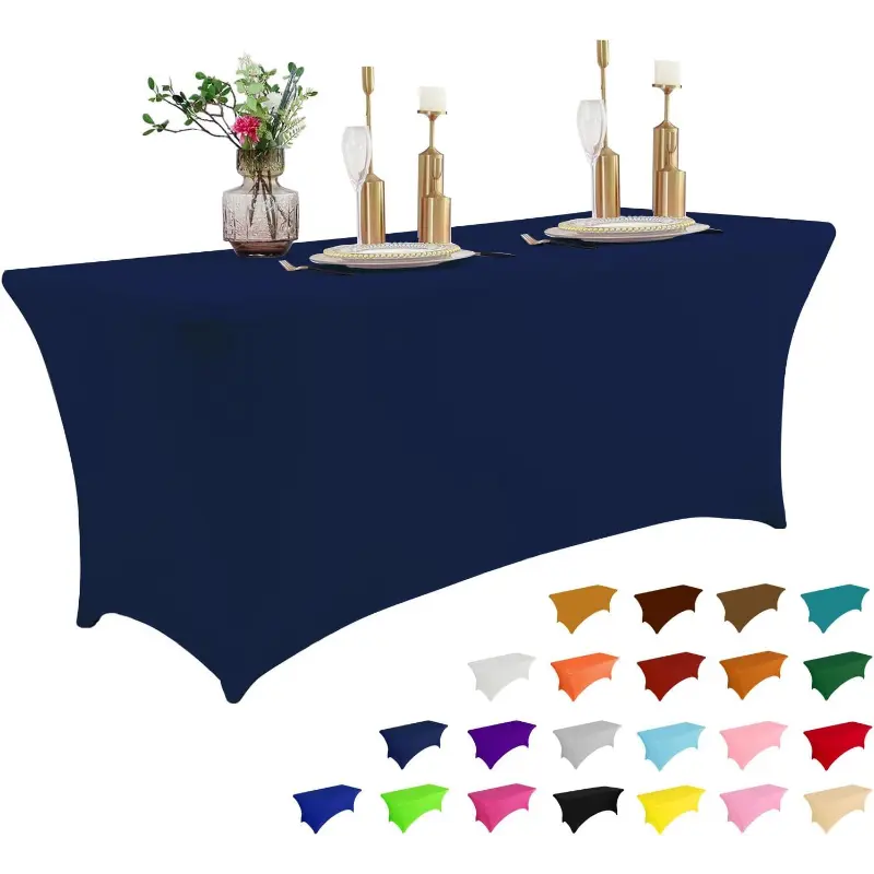 IVAPUPU 2 Pack 6FT Table Cloth for Rectangular Fitted Events Stretch Black Table Covers Washable Spandex Tablecloth Protector for Party, Wedding, Cocktail, Banquet, Festival
