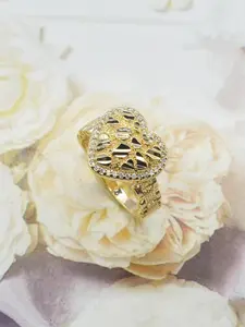 Women's Fashion Irregular Design Heart Shaped Ring, Synthetic Zircon Embedded, Daily Party Jewelry Gift, Valentine Christmas Thanksgiving