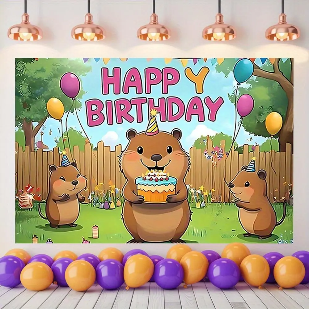 Reusable Polyester Prairie Dog Banner - Large Format 1-Piece Photo Booth Prop, Birthday Party Wall Background Decoration, Home Room Accent, One-Piece