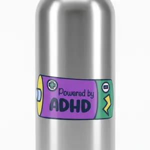 Powered by ADHD Battery Sticker Funny Laptop Decal  2 Pack