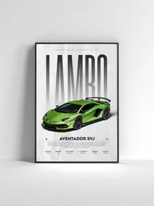 Lamborghini Aventador SVJ Poster Sports Car Wall Art Print Modern Automotive Poster Gift for Car Enthusiast Car Print Car Poster