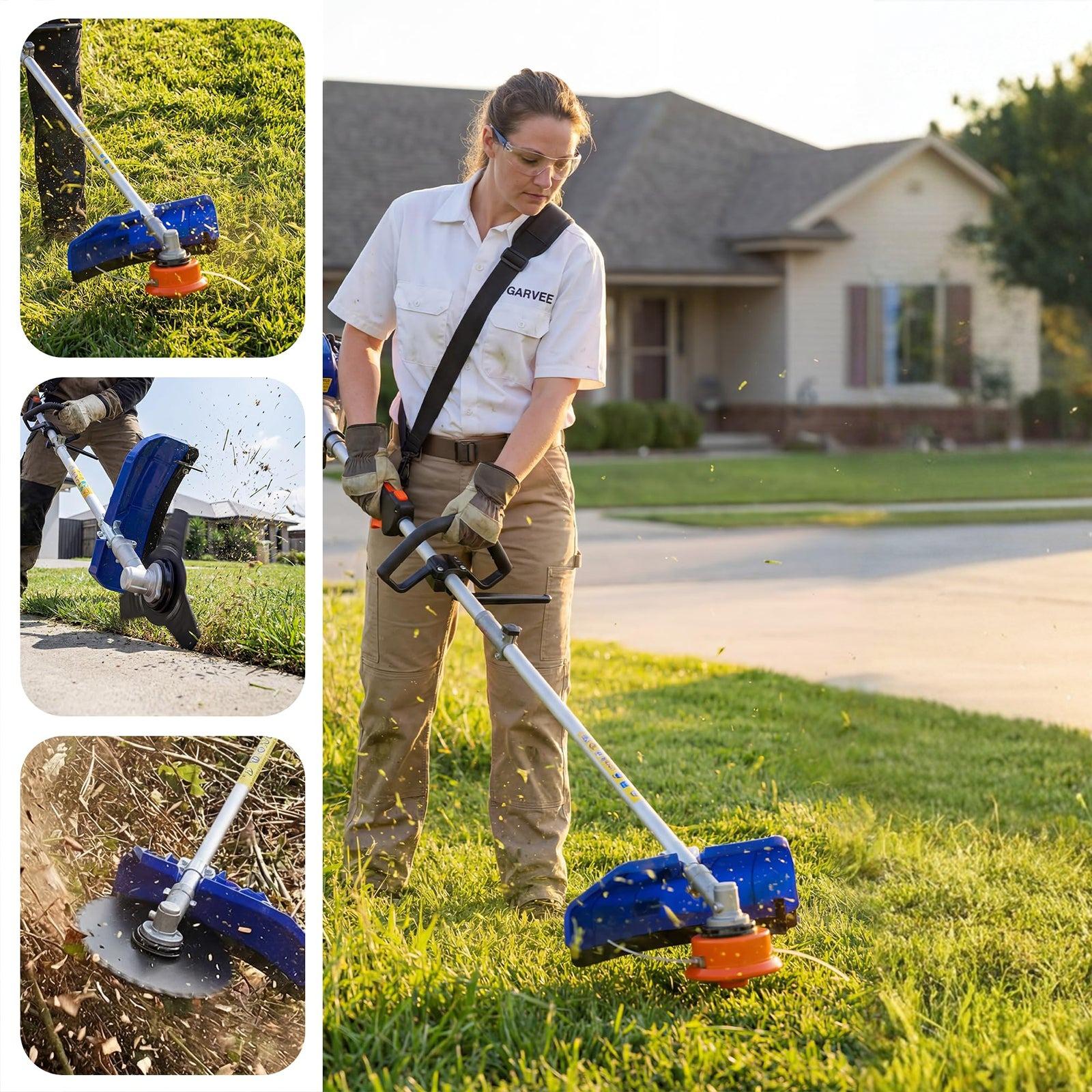 GARVEE 43cc Gas Powered Brush Cutter - Beginner 3-in-1 Multi-Tool Set, 2-Stroke Weed Trimmer & Edger for Weed Control, Lawn Maintenance, Handheld Grip