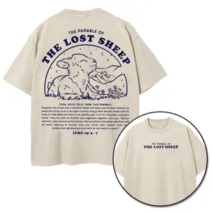 [Holy Threads] The Parable Of The Lost Sheep Luke 15:3-7 Unisex Washed T-shirt Vintage Tee Jesus Shirt Jesus Tee Christian Merch Christian Apparel God Apparel christian  bible  shirt