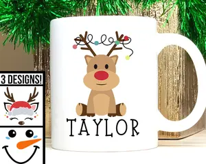 Personalized Christmas Mugs Funny, Secret Santa Gift, Reindeer Mug, Christmas Coffee Cup
