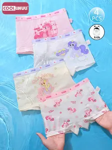 4-Pack Girls Nylon Briefs, Printed Panties, Comfortable Soft Kawaii Animal Print, Breathable Home & Outdoor Wear, Essential Underwear for Little Girls