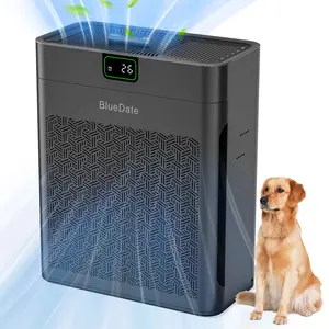 BlueDate Air Purifiers for Home Large Room up to 1100 Sq Ft with PM 2.5 Display Air Quality Sensor for Pet Hair, 25dB Sleep Mode,Auto Mode, Timer, Aromatherapy，HEPA Air Purifier for Bedroom （Black）