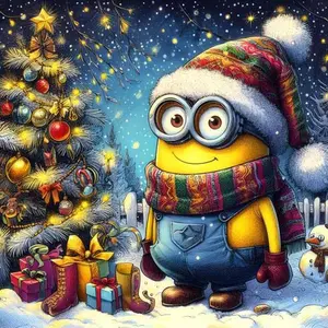 5D DIY Full Drill Round Diamond Painting - Diamond Painting Kit Christmas Minion Mosaic Canvas DIY Wall Art, Home Wall Decoration, Suitable for Halloween, Christmas, Birthday, and Anniversary Gifts.