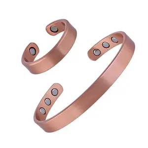 Pure Copper Bracelet and Ring Set – Simple Magnetic Bangle Design for Women and Men, Arthritis Relief, Solid Copper Jewelry