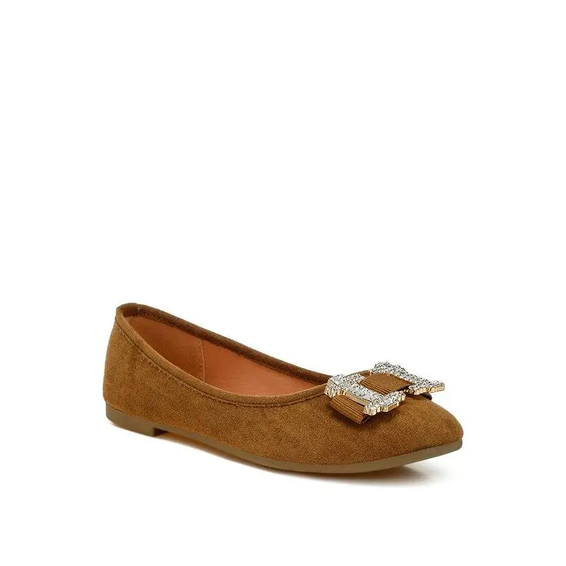 Prajik Rhinestone Buckle Detail Ballerinas
