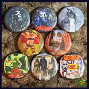 Rob Zombie Buttons 8 Pack - Original Design with No Additional Features or Text