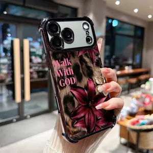 Luxury Crystal Cover with Lights, Walk With GOD Leopard-Striped Lily Pattern 4-Corner Drop-Proof TPU Mobile Phone Case for iPhone 17 Pro Max,16 Pro Max,15,14,13,12,11 Plus - Shockproof,Full Camera Protection,Durable Slim Silicone Phone Accessory, Accessor