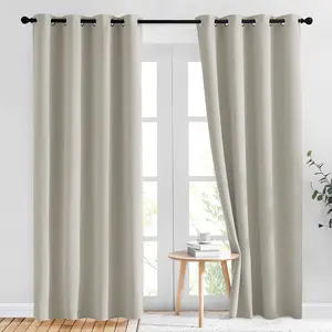 Blackout Curtains & Drapes for Living Room - Thermal Grommet Sound Reducing Energy Saving Window Treatments for Porch/Hall, Natural, 2 Panels, W52 x L84