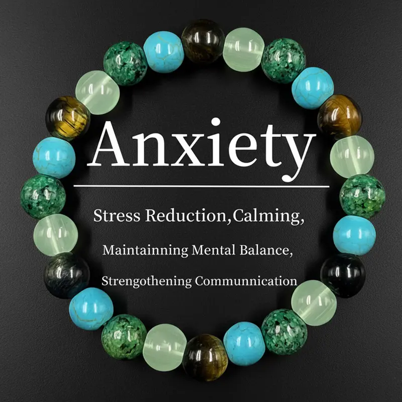1pc Tiger's Eye Stone & Turquoise Bracelet for Men Women, Anxiety Bracelet Fashion Artificial Yoga Bracelet, Fashionable Commuter Bracelet, Versatile For Daily Wear, High Quality Bracelet, Perfect Gift