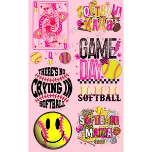 SOFTBALL (6) PREMADE GANGSHEET - 22X36 DTF TRANSFERS - DIRECT TO FILM
