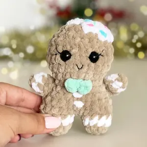 Yarny Bear - Gingerbread Man & Reindeer Crochet, Christmas Mini Amigurumi, Small Plush xmas Toys, Cute Ornament