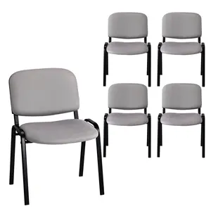 Stackable Mesh Chair & Stool Set | 5‑Pack, Light Gray Mesh Fabric, Sturdy Steel Frame, No Armrest, 150KG Weight Capacity summergarden