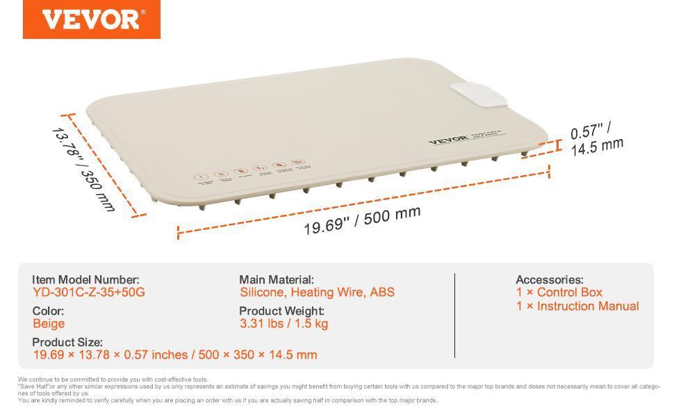 VEVOR Electric Warming Tray Rollable Food Warming Mat w/ Temp Control for Buffet