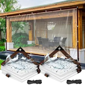 2 Pack Clear Tarps Waterproof 7*10ft with Grommets Clear Vinyl Tarp Heavy Duty Outdoor Clear Plastic Tarp Clear PVC Tarp Covering for Patio Henhouse Porch Canopy Plant Camping Rainproof Tent