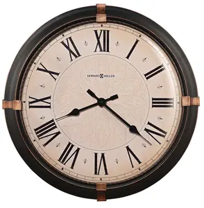 Howard Miller Atwater Wall Clock 625-498 - Vintage Metal Clock with Dark Rubbed Bronze Finish, Aged Bronze Accents at (3,6,9,12 Positions), Quartz Movement