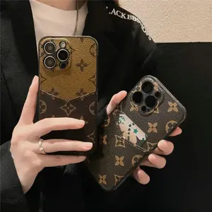 Luxury Card Holder Wallet Phone Case, Premium Protective Designer Style Mobile Cover for Women and Men for iPhone 11 12 13 14  Pro Max