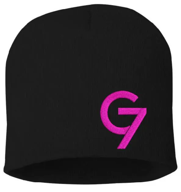 Black Beanie Hot Pink