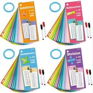Educational Math Flashcards, Bilingual Flash Cards, Multiplication & Division 0-12, Interactive Learning Toy, Paper Material, Preschool Classroom Activities