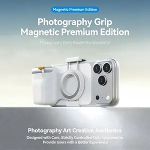Magnetic phone camera handle, suitable for fun shooting on iPhone/Android, with detachable wireless shutter remote control, comfortable ergonomic camera handle holder, Photography Tool