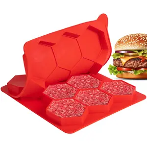 Burger Mold 8 in 1 Meatball Maker Hamburger Slider Silicone Mold Burger Master Hexagonal Patty Maker Non-Stick Food-Grade ABS Kitchenware