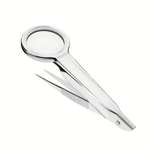 10x Magnifying Glass with Tweezers, Full Metal Clamp, Portable High Definition Handheld Multi-Function Loupe, Repair Inspection Tool, Desk Accessories