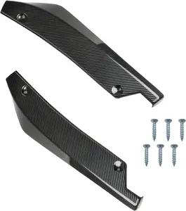 PCS Car Rear Bumper Canard Diffuser Protector, Carbon Fiber Side Fenders Skirt Bumper Lip Splitter, Car Spoiler Body Guard Protector, Universal Auto Exterior Decoration Kit (Carbon Fiber)