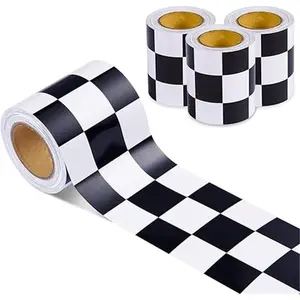 99 Feet Checkered Flag Bulletin Board Borders Road Race Car Straight Borders Race Track Bulletin Board Border Trim Racing Classroom Decoration for Retro Racing Theme Back to School Party Decor,3 Rolls