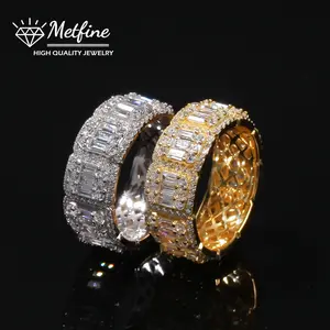 Metfine Rings for Men -  Iced out Synthetic Moissanite Rings Men's Hip Hop Ring Wedding Engagement Ring, Square Splicing Men ring