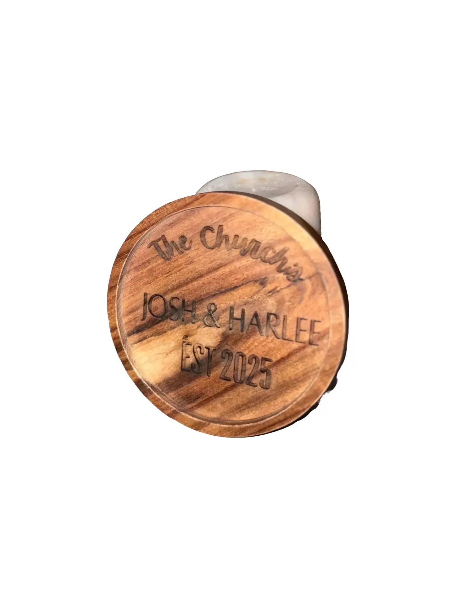 6-Piece Custom Engraved Acacia Wood Coaster set with Holder.  Tableware Wooden