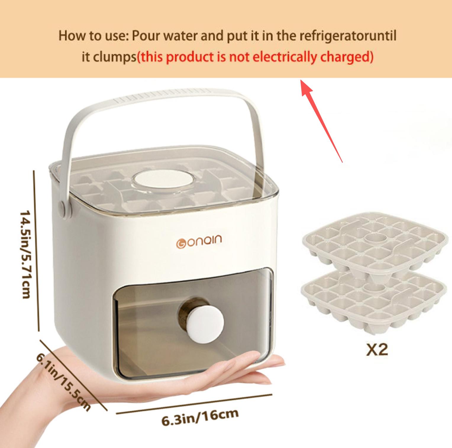 48 Cube Ice Maker with Easy Press Lid - Double-deckportable design includes silicone trays, durable plasticconstruction for DIY frozen food and beverages, ideal forsummer beverages, Countertop Ice Maker, BeverageCooling, Modern Kitchen Gadgets