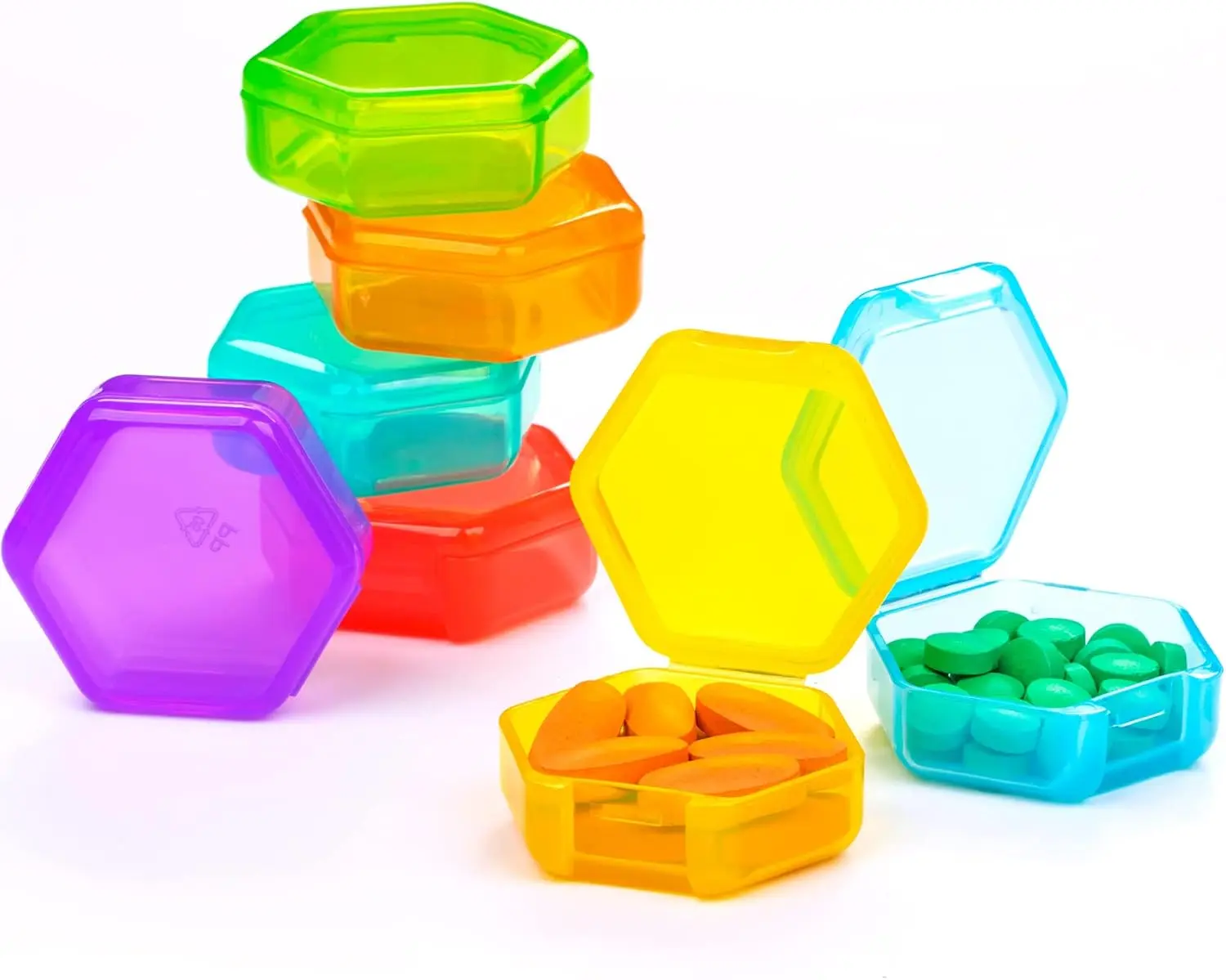 Small Pill Organizer, 7 Packs Travel Pill Box Portable 7 Day BPA Free Mini Pill Organizer for Pocket Purse Briefcase Travel Pills Medicine Cod Liver Oil Storage Box