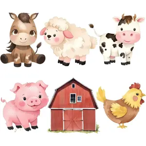 6PCS 12inch Large Farm Animal Cutouts with Stand, Stand Up Prop for Farm Themed Party Barnyard Birthday Baby Shower Decorations Supplies