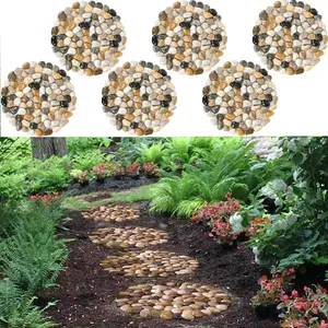 Garden Stepping Stones Outdoor Round River Stone Decorative Nature River Rocks for Landscaping Outside Walkway Patio Yard Garden Pathway (9in 6 count Pack)