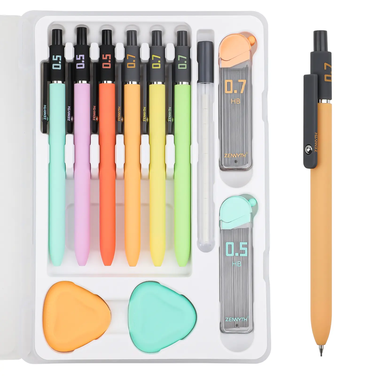 Ddaowanx Mechanical Pencil Set - 6PCS Art Mechanical Pencils (0.5mm, 0.7mm), 4 Boxes HB Leads, 2PCS Erasers, 10PCS Eraser Refills, Office/School Supplies for Teen Girls, Its A Mechanical Pencil
