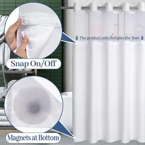 Snap in Shower Curtain Liner Replacement Removable Water Repellent Liner for Bathroom 70" W x 54" H (Fit for 71" W x 74" H Shower Curtain) (White, 1 Pack)