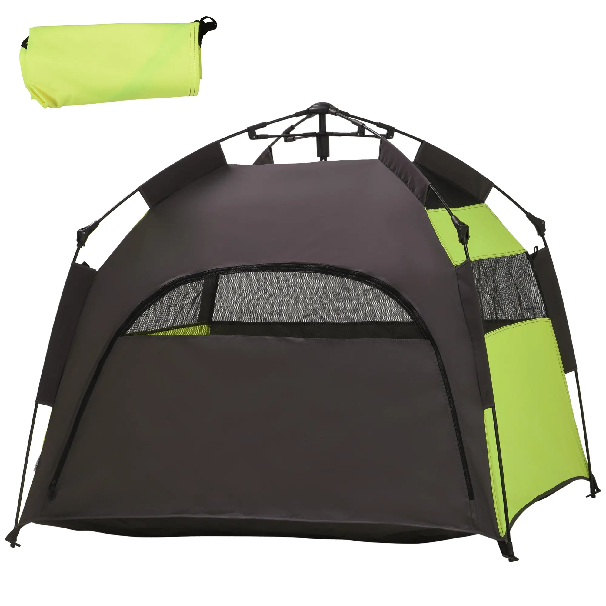 Pop Up Pet Tent for Big Dogs Green Spacious Interior 33 Inch Height 3 Mesh Windows for Ventilation for Home Use Beach Day Hiking Adventure