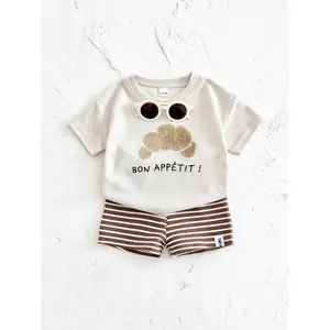 Summer Baby Casual Plaid Short Sleeve + Striped Shorts, Infant Toddler Clothing Set, Comfortable and Stylish, Gingham Pattern, Newborn Set
