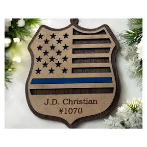 Personalized Handmade Law Enforcement Badge Ornament| Customized name and badge number| | police officer or deputy gift