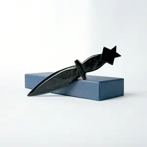 【Obsidian dagger shaped handicraft】 Unbladed, Craft ornaments, amulet