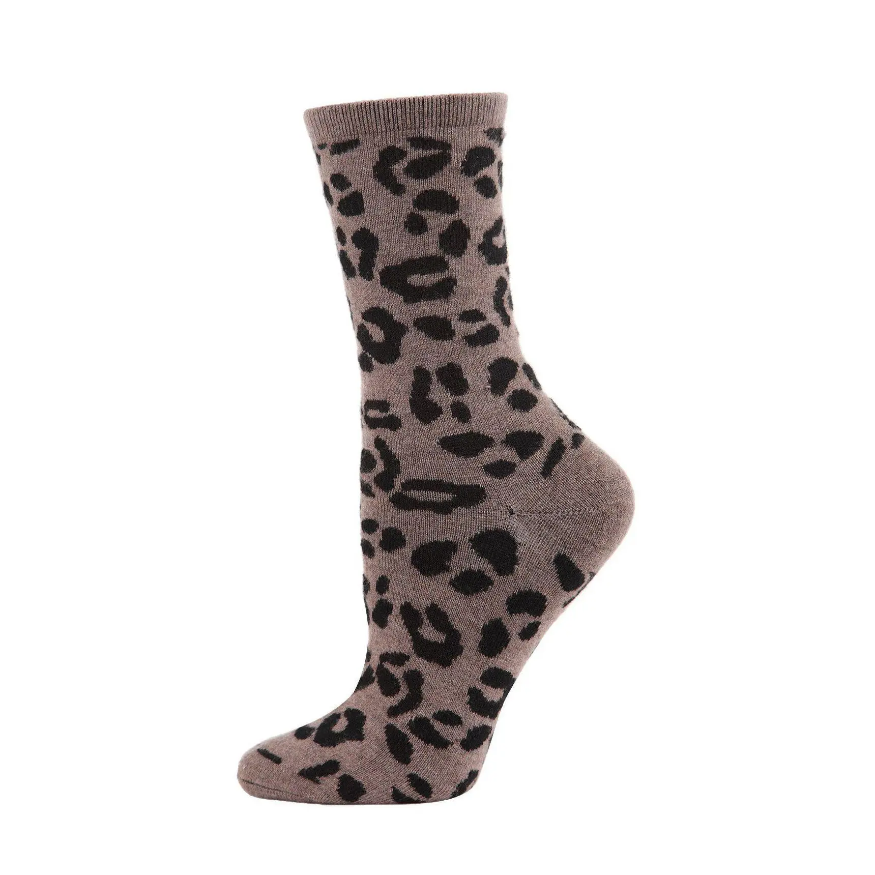 Memoi Women's Leopard Animal Print Cashmere Blend Crew Socks