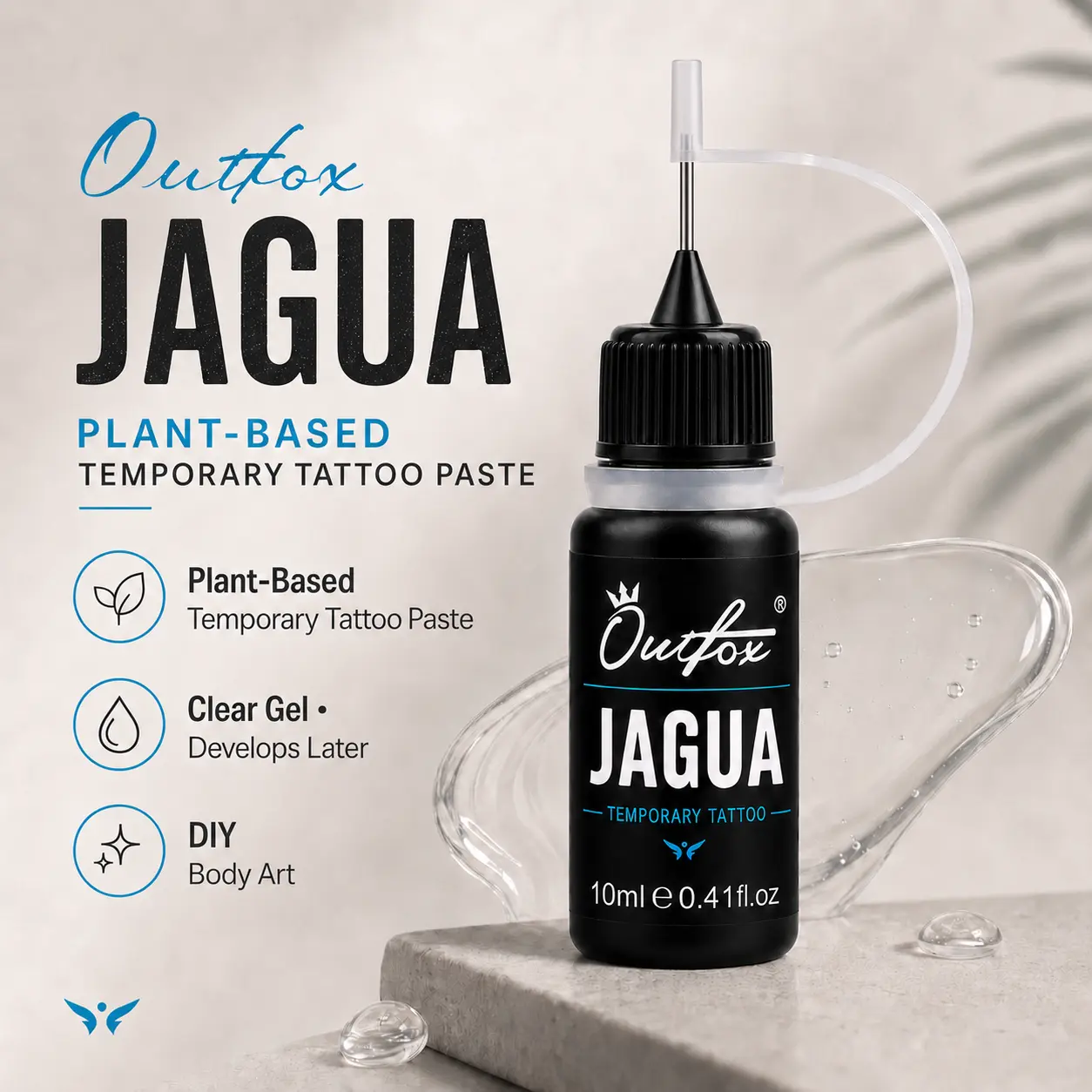 10ml Temporary Tattoo Juice Paste Gardenia Extract Clear Gel Henna Jagua Style Blue Black DIY Body Art Skin Design Fine Tip