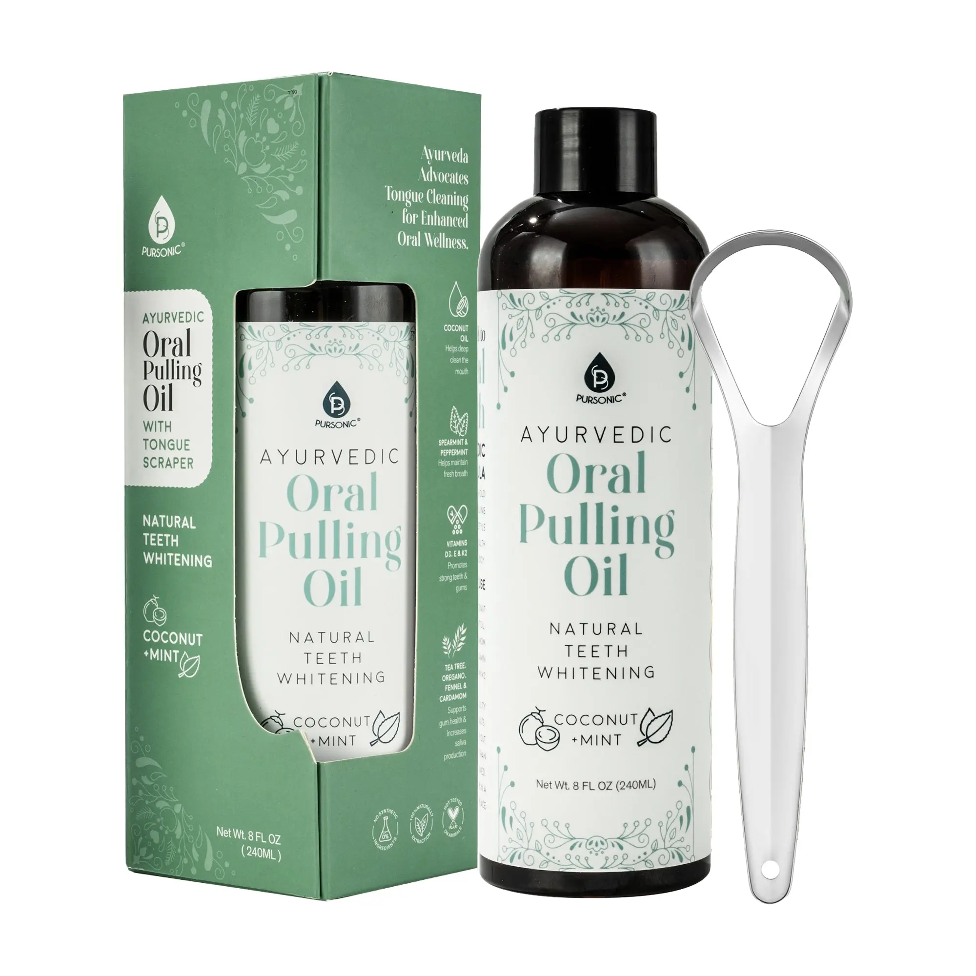 Oral Pulling Oil with Tongue Scraper Oral Pulling Oil with Tongue Scraper