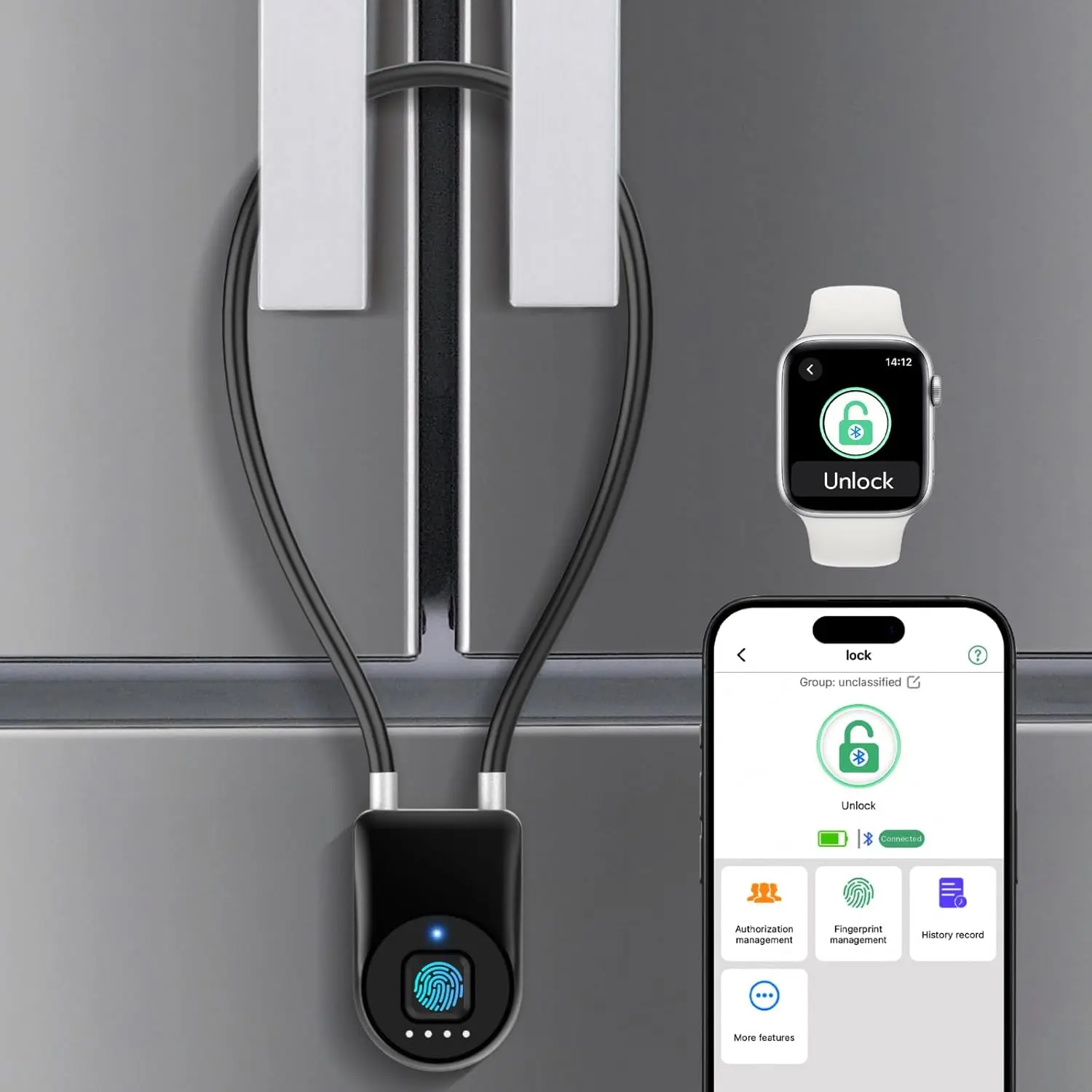 Fridge Lock,Child Refrigerator Lock for Kids & Adults,Cable Lock APP Waterproof Cabinet Lock for Fridge French Door Cabinet Gate Fence