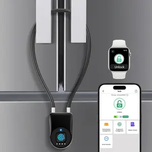 Fridge Lock,Child Refrigerator Lock for Kids & Adults,Cable Lock APP Waterproof Cabinet Lock for Fridge French Door Cabinet Gate Fence