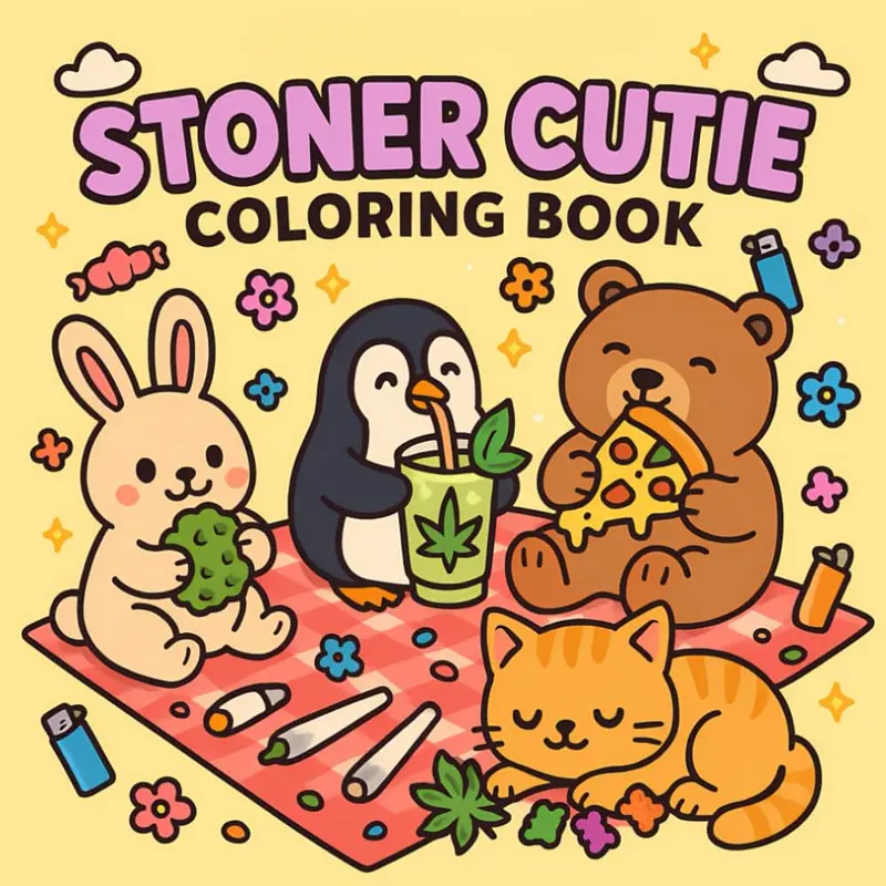 Stoner Cutie Coloring Book for Adults, 42 Cute Stoner Designs about Trippy Animal Characters and Psychedelic Stoner-Themed Paperback