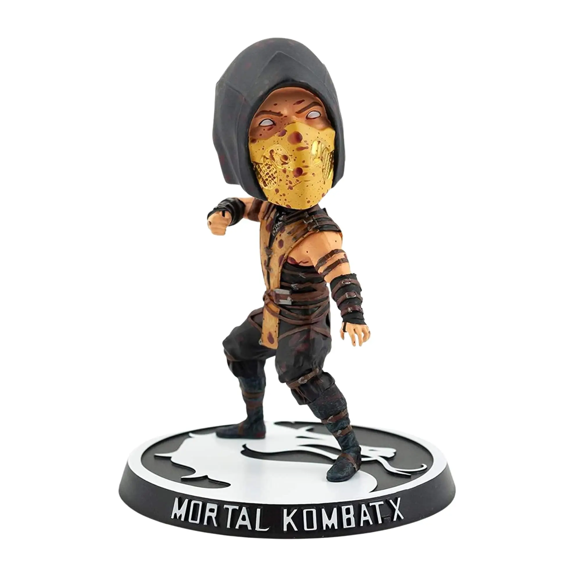 Mortal Kombat X Exclusive Scorpion 6-in Collectible Bobble Head Figure - Blood Splatter Design, Arcade Block Release, Mortal Kombat Universe Item with Display Base